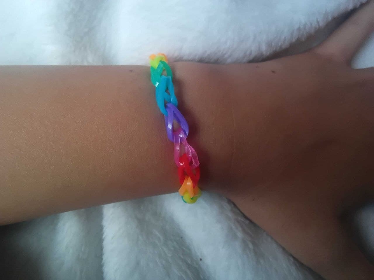 A handmade rainbow loom-band bracelet by Blossom Loom